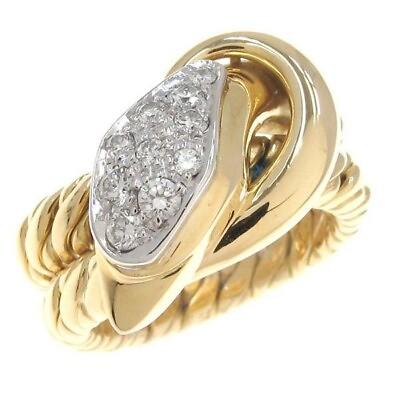 #ad Pomellato 18k Yellow Gold White Gold Diamond Snake Ring US 5.25 Estate $3598.00