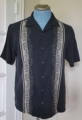 #ad Tommy Bahama Men#x27;s Black 100% Floral Silk Shirt Size Small $27.50