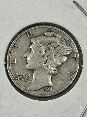 #ad 1941 Silver Mercury Dime AU $6.98