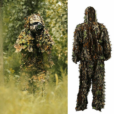 #ad #ad 3D Ghillie Suit Set Sniper Train Leaf Jungle Forest Hunting Camouflage New USA $15.29