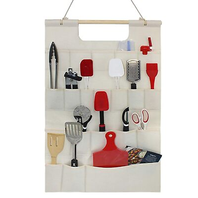 #ad Wall Hanging Storage Bag Closet Hanging Organizer with Pockets Kitchen Acce... $22.52