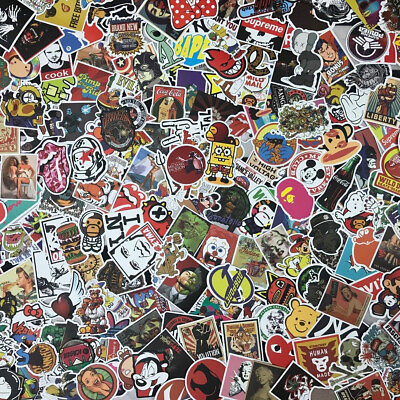 #ad Lot 100 Random Vinyl Laptop Skateboard Stickers bomb Luggage Decals Dope Sticker $10.99