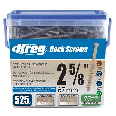 #ad New Kreg Protec Kote Deck Screw 2 5 8quot; #8 Coarse Pan Head525ctUSA Free Shi $86.98