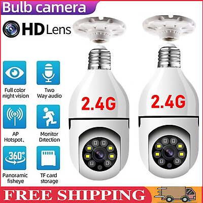 #ad ✅2PCS 1080P IP E27 Light Bulb Camera Wi Fi Wireless Smart Home Security IR Night $22.99
