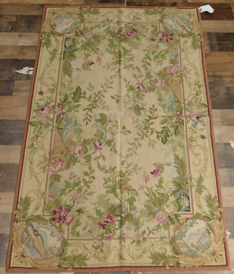 #ad 3#x27;x5#x27; Stunning French Floral chic hand knotted wool Needlepoint area rug $293.40
