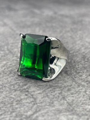 #ad Women Elegant Zircon Emerald 925 Silver Ring Turkish Handmade Gift For Her Cool $46.67