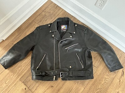 #ad Vintage Men’s Black Leather Harley Davidson Leather Jacket Bikers Choice Size 50 $249.00