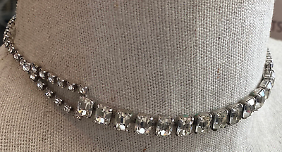#ad Vintage Silvertone Rhinestone Choker Necklace $23.99