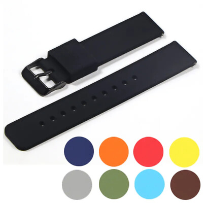 #ad 12mm 14mm 16mm 18mm 20mm Quick Release Strap Bracelet Watch Band Belt Silicone $8.79