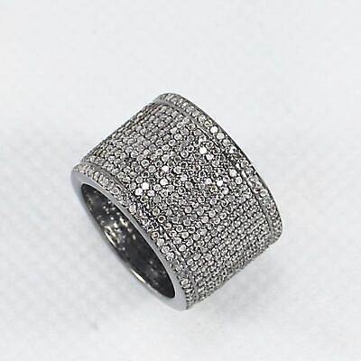 #ad Natural Uncut Pave Diamond 925 Sterling Silver Cigar Band Eternity Gift Ring $179.99