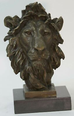 #ad 15 LBS Vintage Bronze Copper Sculpture lion Head Desktop Statue Figurine Decor $179.50