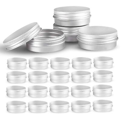 #ad Round Silver Aluminum Metal Tin Storage Jar Containers with Secure Screw Top ... $12.95