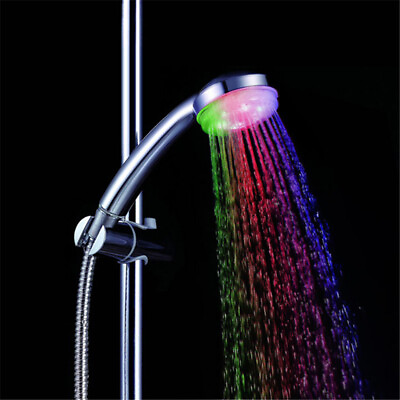 #ad Handheld 7 Color Changing LED Light Water Bath Home Bathroom Shower Head Glow $8.79