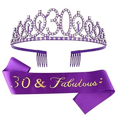 #ad 30 Birthday Decorations for Women 30 30th Birthday Sash 30th Birthday Crown 3... $17.19