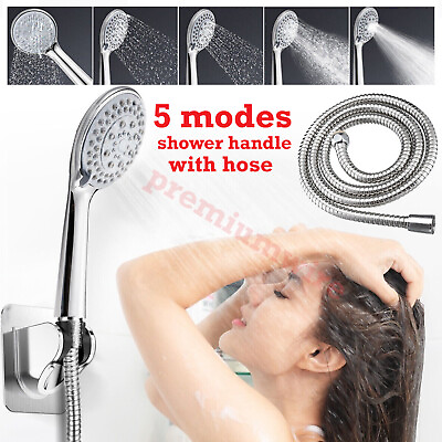 #ad High Pressure Shower Head 5 Settings Handheld Shower Heads Spray With 5 FT Hose $8.99