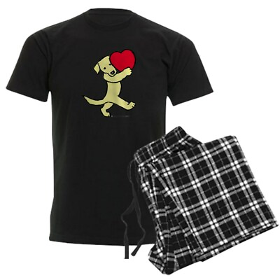 CafePress Yellow Lab Valentine Men#x27;s Dark Pajamas Cotton PJ Set 587186862 $42.99