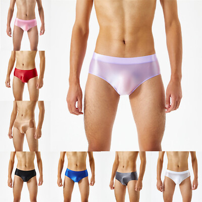 #ad Mens Shiny Satin Glossy Wet Look Knickers Briefs Underwear Panties Underpants $4.14