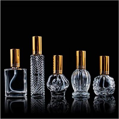 #ad Vintage Glass Perfume Bottles Empty Refillable Sprayer Bottle Mist SpraySet 5 $29.99