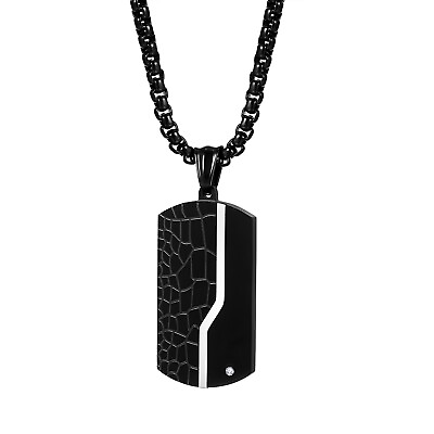 #ad Men#x27;s Military Army Black Dog Tag Pendant Stainless Steel Necklace Chain Gift $10.99