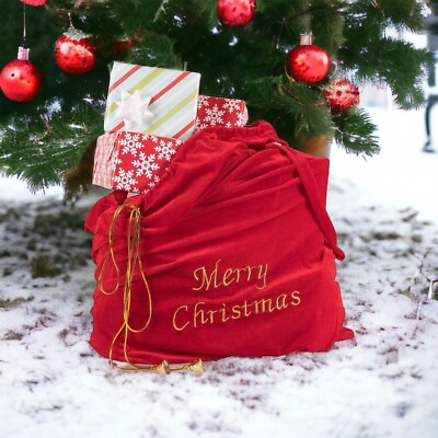 #ad #ad Jumbo Bag Christmas Santa Claus Velvet Gift Sack Party Gift Bag Red Santa Bag $5.35