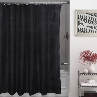 #ad Mainstays Henderson Rich Black Basket Weave Fabric Shower Curtain 70 in x 72 in $15.29