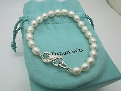 #ad Tiffany Co 1999 Sterling Silver Infinity Pearl Bracelet $299.99