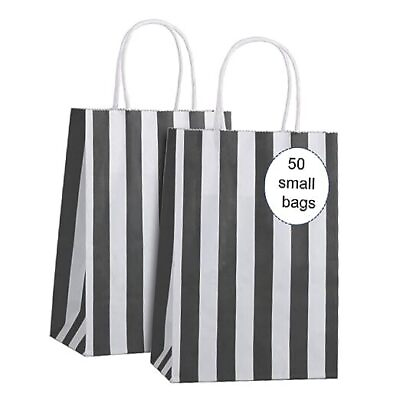 #ad #ad 50Pcs Black And White Gift Bags Small Gift Bags With Handles 5.25 x 3.75 x 8 $30.89
