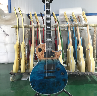 #ad Standard LP Electric Guitar Blue Burl Maple Top Active Pickups Ebony Fretboard $269.00