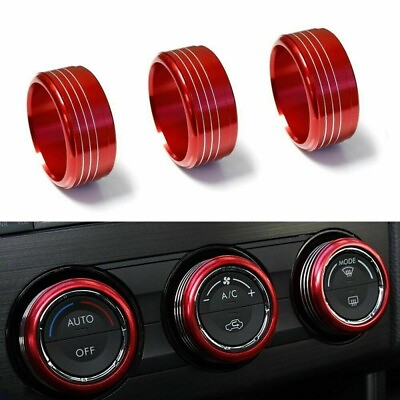 #ad 3pcs Tone Car AC Climate Control Ring Knob Cover for Subaru Impreza WRX STi Red $11.03