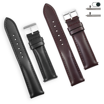 #ad 2 Genuine Leather Watch Band Cowhide Handmade Soft Wristwatch Strap $20.00