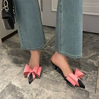 #ad Fashion Big Butterfly Knot Low Thin Heels Women Elegant Party Pumps Shoes Sandal $44.47