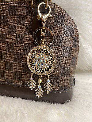 #ad #ad DreamCatcher Bag Charm Keychain Key Ring Gold Color Rhinestone Bling Gift $12.99