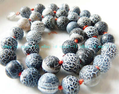 #ad Charming Black Dream Fire Dragon Veins Agate 10mm Round Gems Bead Necklace 18quot; $4.59