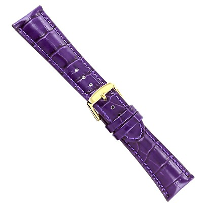 #ad 22mm deBeer Baby Crocodile Grain Purple Padded Stitched Watch Band Regular $29.95