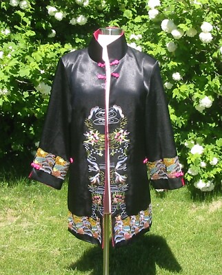#ad Chinese Black Embroidered Date Night Jacket M NWT $72.25