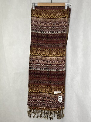 #ad NWT 100% Pashmina Scarf Wrap Shawl Woven Multicolored Browns 69”x26” $21.99