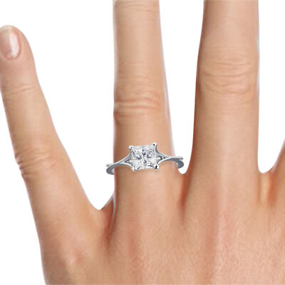 #ad 0.30 CT H SI2 Bridal Princess Cut Diamond Engagement Ring 14K White Gold $496.40