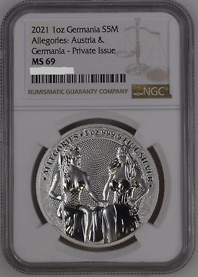 #ad 2021 Germania Allegories Austria amp; Germania 1oz Silver Coin NGC MS 69 $76.50