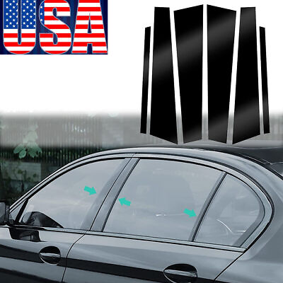 #ad Gloss Black Pillar Posts for BMW 3 Series E90 6pc Set Door Trim Piano Decal USPS $9.99