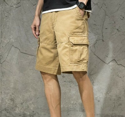 #ad Men#x27;s Camouflage Cargo Shorts Straight Multi pocket Loose Fit Trousers Summer $56.89