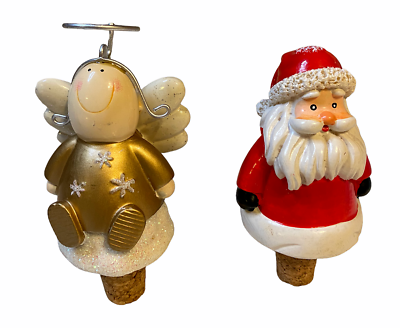 Santa Claus and Angel Bottle Stoppers Christmas Holiday Wine Corks $19.98