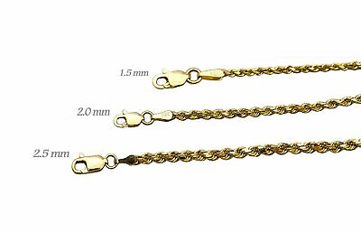 #ad Solid 14k Yellow Gold 1.5 2.5mm Rope Chain Link Necklace Men Women 16quot; 30quot; $269.00