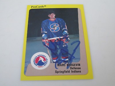 #ad MARC BERGEVIN AUTOGRAPHED 1989 AHL PROCARDS CARD SPRINGFIELD INDIANS $4.50
