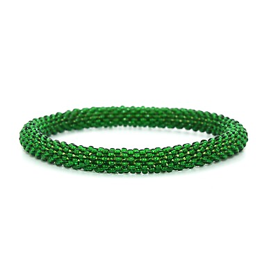 #ad Roll Beaded Glass Seed Bead Grass Green Bracelet $6.99