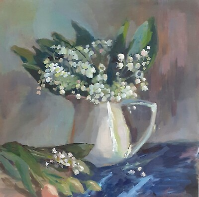 #ad Lily of Valley Painting Flowers Painting Floral Artwork Size 12by 12 inch $150.00