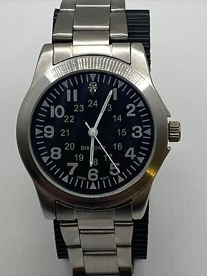 #ad Unbranded Watch Mens Stainless Steel Military Time New Battery $11.95