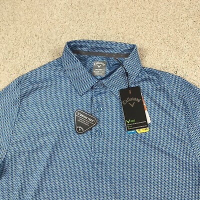 #ad Callaway Mens Medium Golf Polo Shirt Swing Tech Blue New Printed $39.99