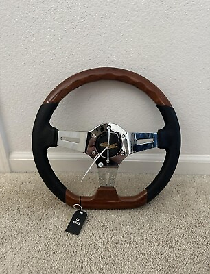 #ad 350mm Deep Dish Steering Wheel Fit 6 hole Hub Like Vertex Nardi NRG Grip $189.99