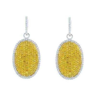 #ad Great Round Yellow amp; White Gemstone Women#x27;s Handmade High Finish Silver Earrings $193.00