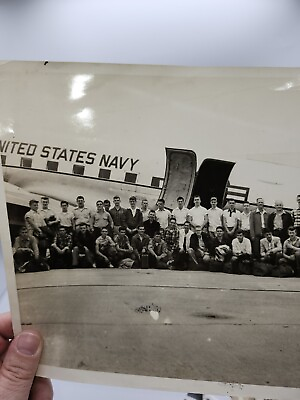 #ad Vintage USN Navy Crew group Photo OOAK picture PHOTO PLANE PILOTS WW2 8x10 $9.99